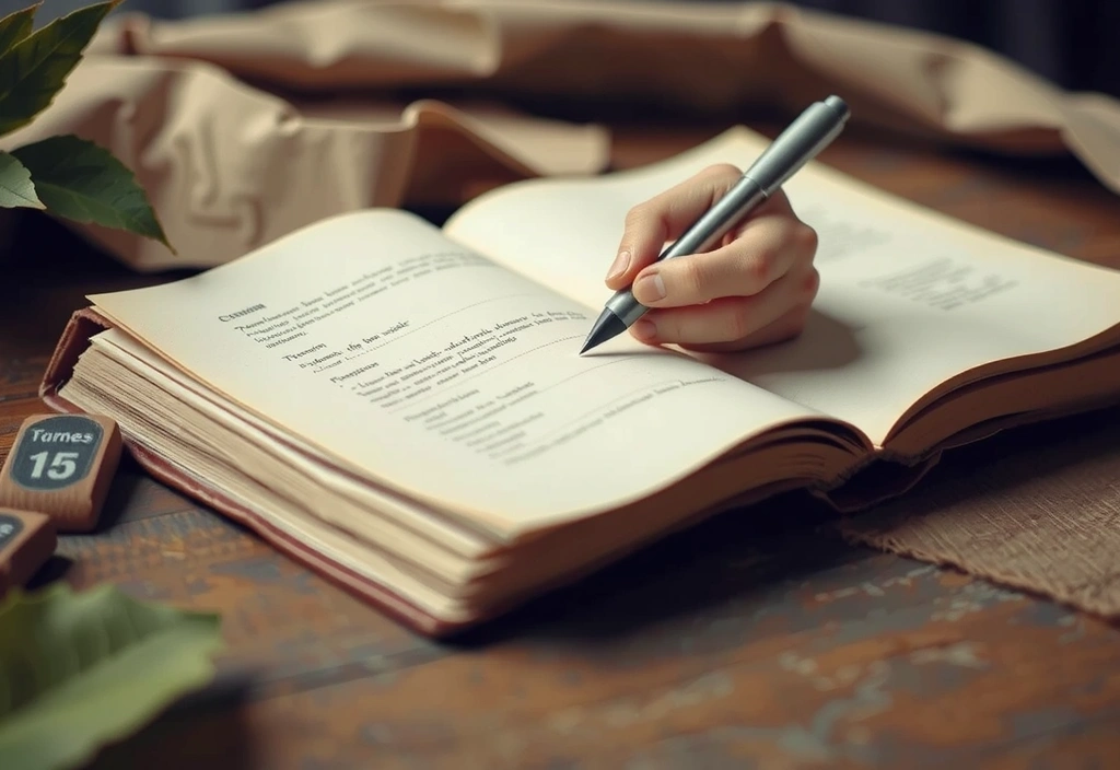 Hand som skriver i dagbok